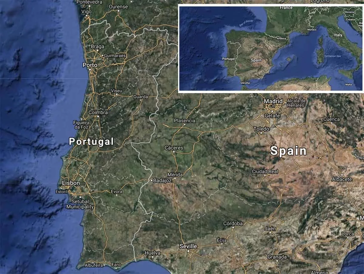 Camper van travel in Portugal - Map of Portugal