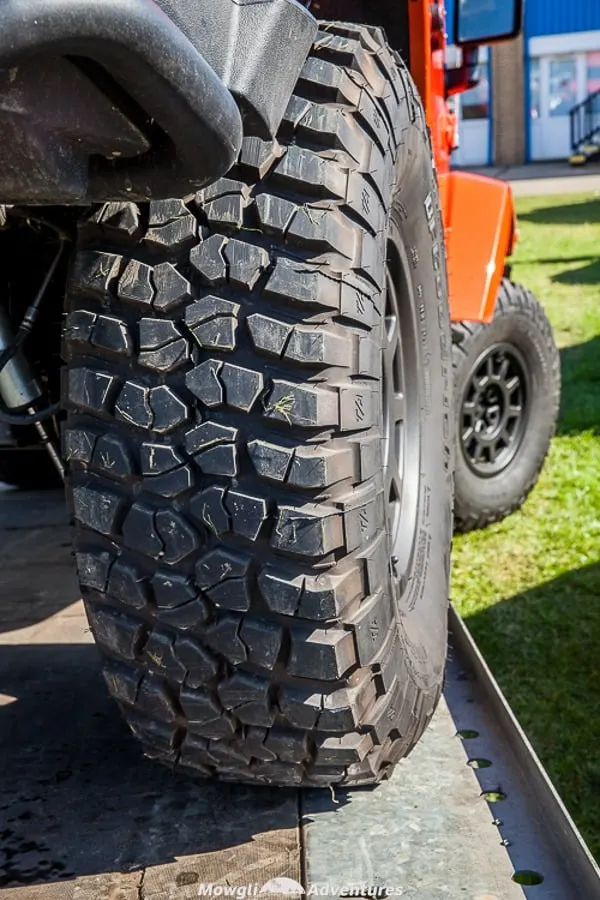 Close up of off road tyres