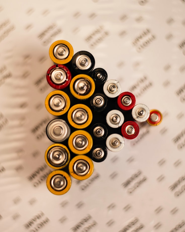 Batteries laid out in a triangle formation seen from above
