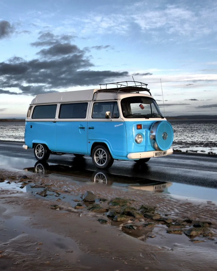 camper van insurance is important to protect investements like thi s blue blue VW campervan