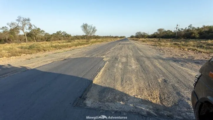 disintegrated asphalt Trans-Chaco Highway in Paraguay