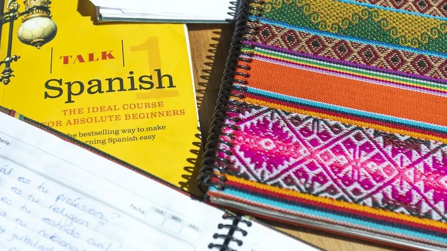 Learning Spanish in Sucre Bolivia study books