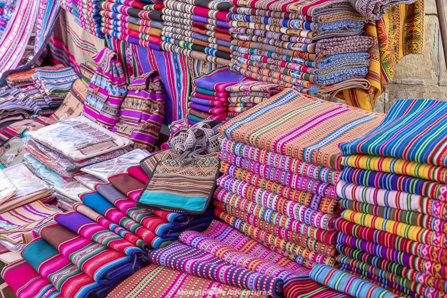 Tarabuco Sunday market - colourful textiles