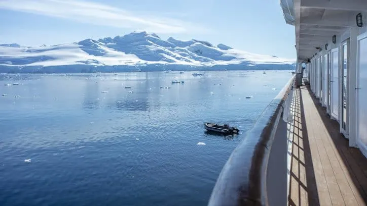 Antarctica on an expedition cruise - ship deck