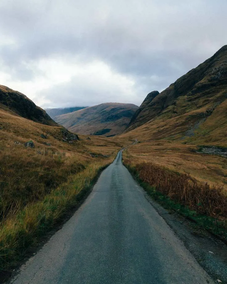 Narrow lanes on the NC500 in Scotland