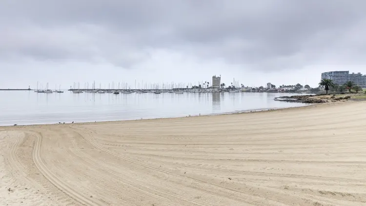 The sweeping sands of Playa de Buceo beach Montevideo Uruguay
