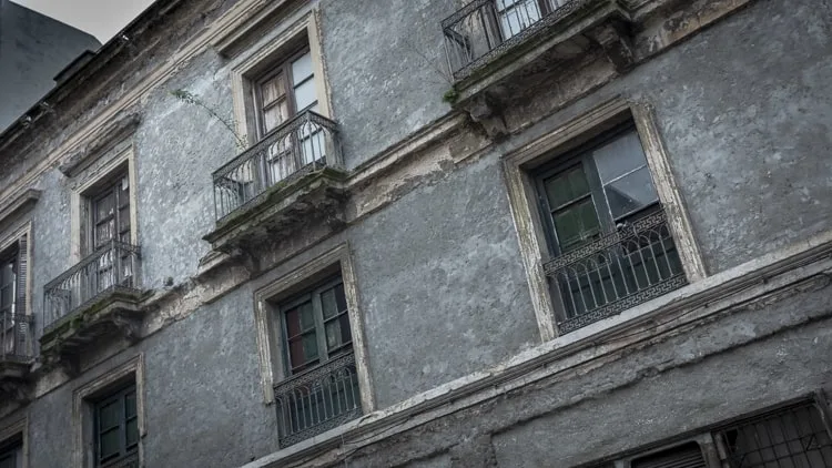 Windows in old buildings in Ciudad Vieja Montevideo Uruguay