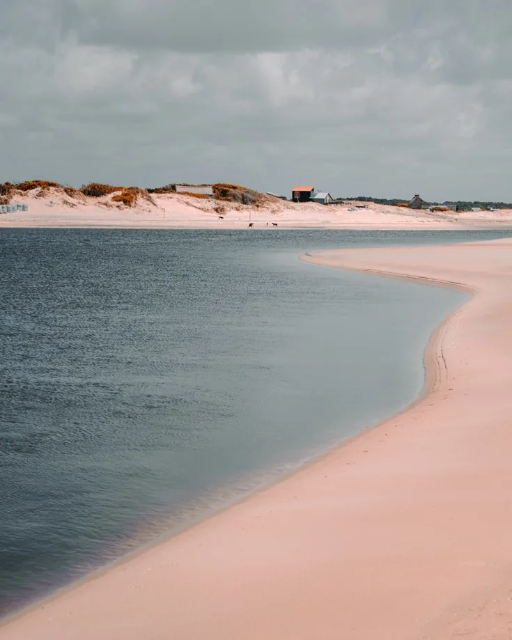 The sand bank on the shores of a beach in Uruguay at Barra de Valizas