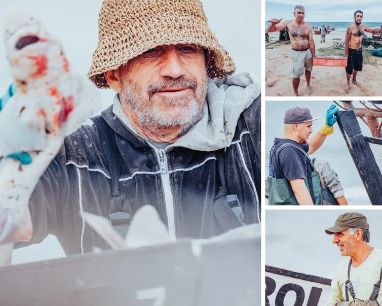 Some of the fishermen working on Playa de los Pescadores in Punta del Diablo, Uruguay