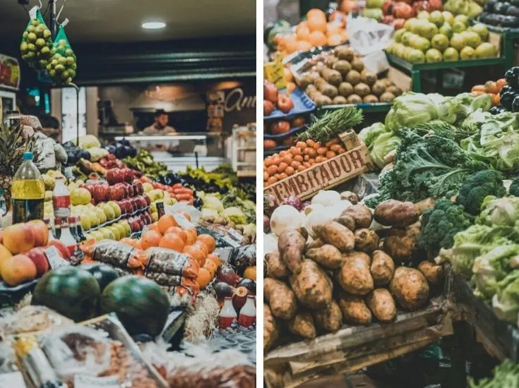 Vegetable stalls in Mercado de San Telmo
