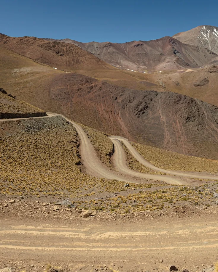 hairpin bends and high mountain peaks with a sprinkling of snow in Argentina, Ruta 40