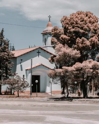 Church at El Nihuil surrounded by trees