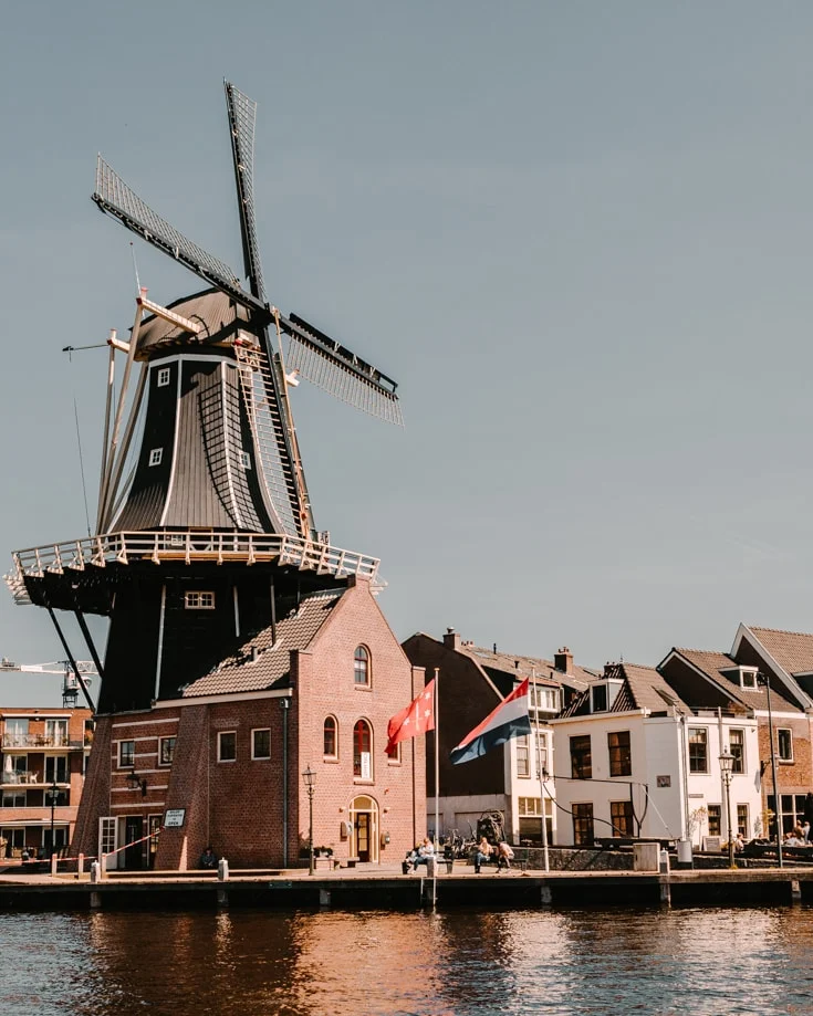 The famous De Adriaan windmill (Molen) in Haarlem Netherlands
