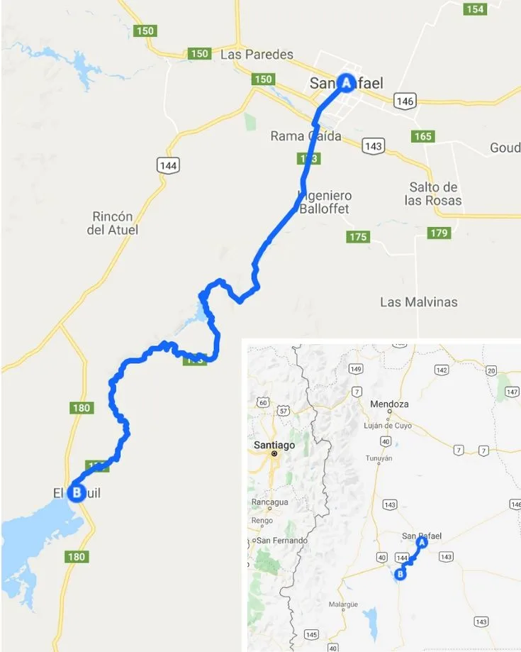 Map of Valle Grande Mendoza