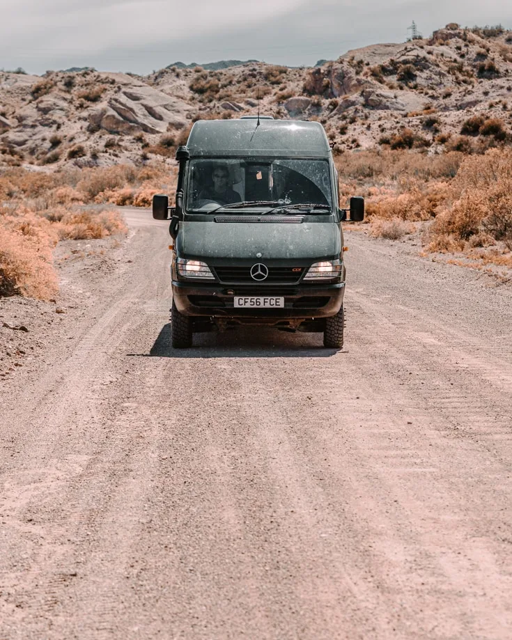 Sprinter campervan on the RP173 in Atuel Canyon