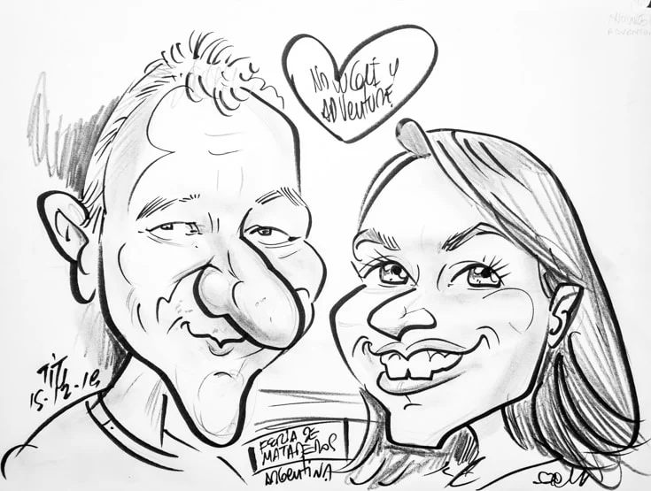 caricature of Angela and Graham of Mowgli Adventures by Titi