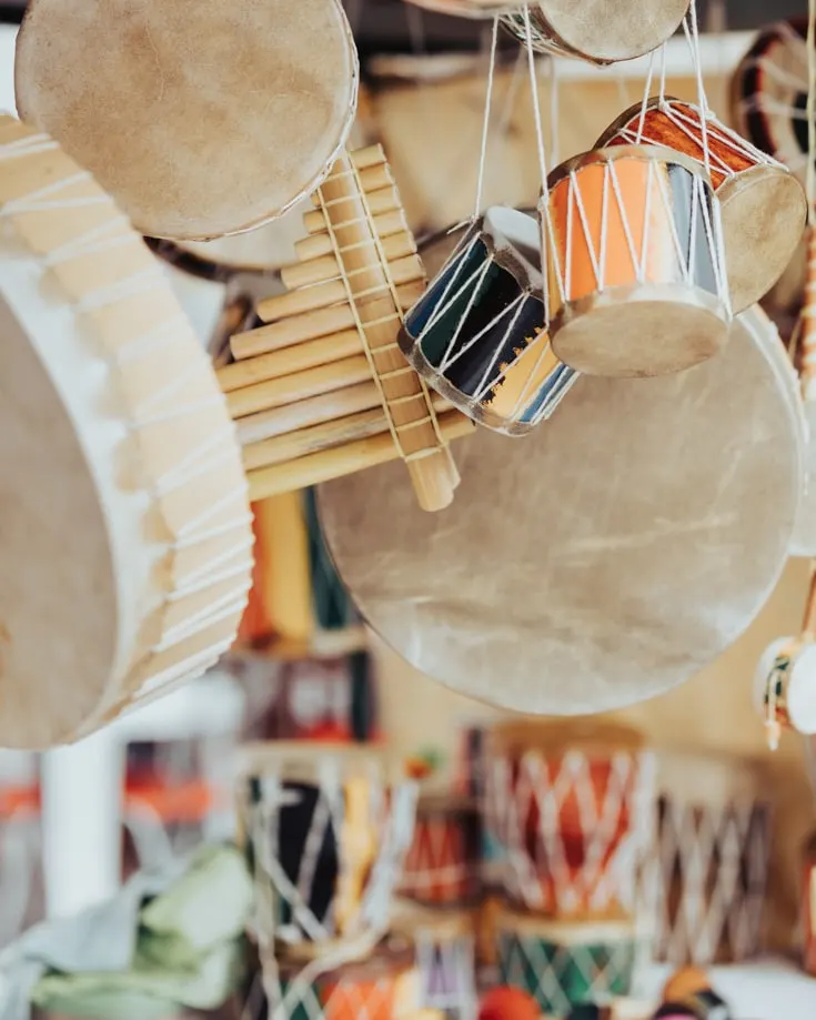 musical percussion instruments for sale at Feria de Mataderos