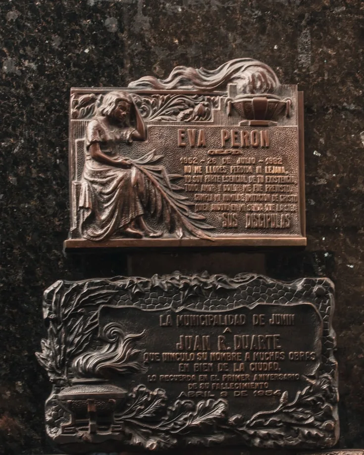 Eva Peron headstone in Recoleta Cemetery Buenos Aires Argentina