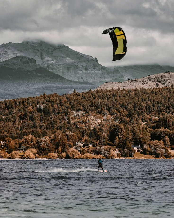 Kitesurfing on Lago Lolog, Argentina