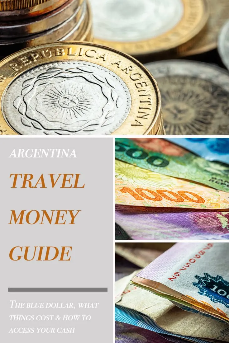 Pin image for travel money in Argentina