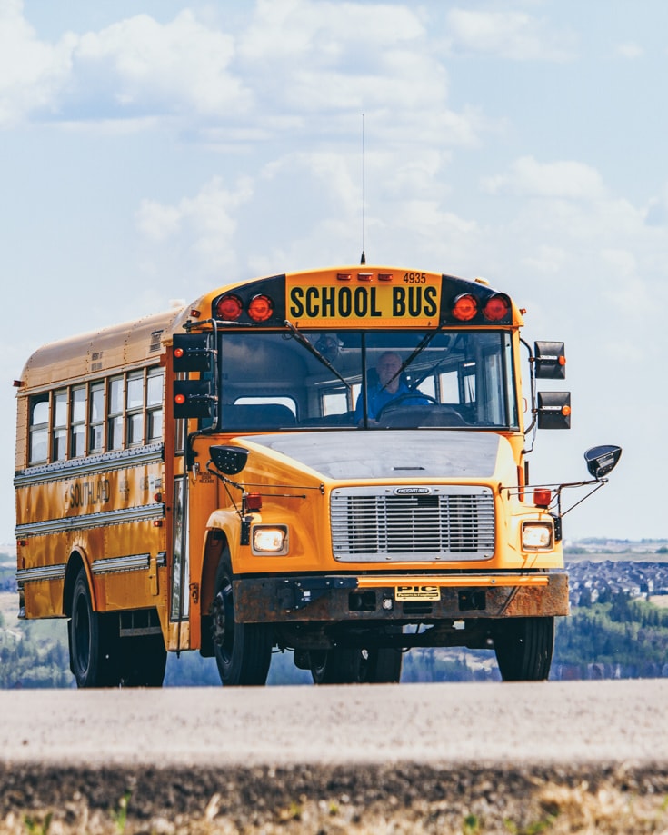Bright yellow school buses, or skoolies, are often used as large camper conversions