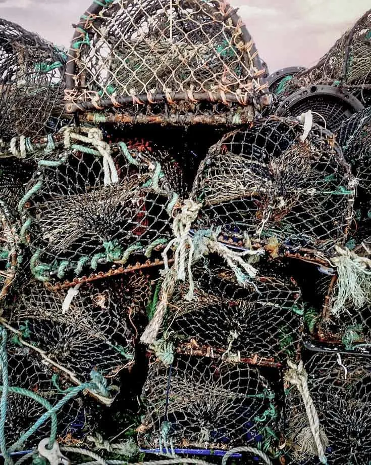 Lobster pots at Crackingtomn Haven Cornwall