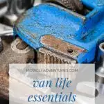 van life essentials packing list pin image