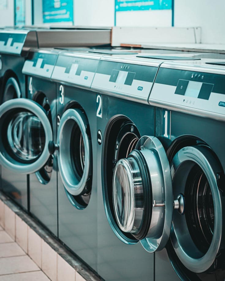 washing machines in a laundromat
