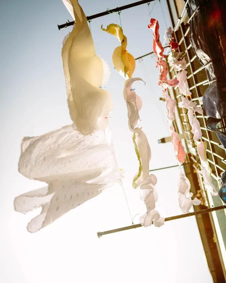 laundry drying on a clothes in the sunshine