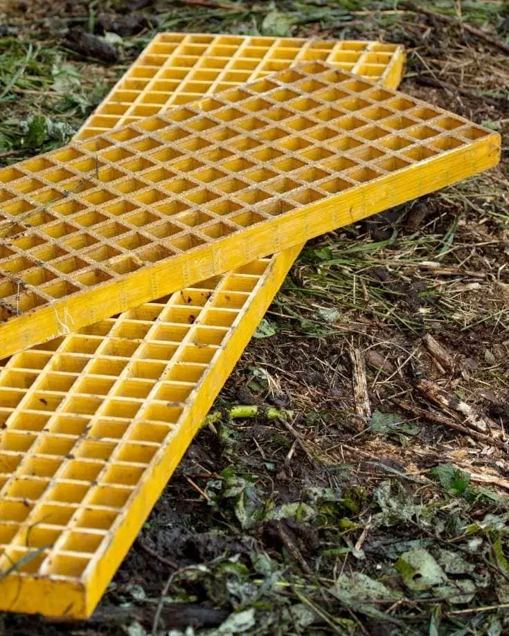 Traction track waffle boards on grass