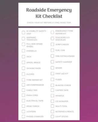 Roadside emergency kit checklist