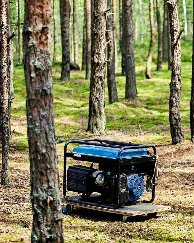 generator in a forest, clean energy is better for our environment and health