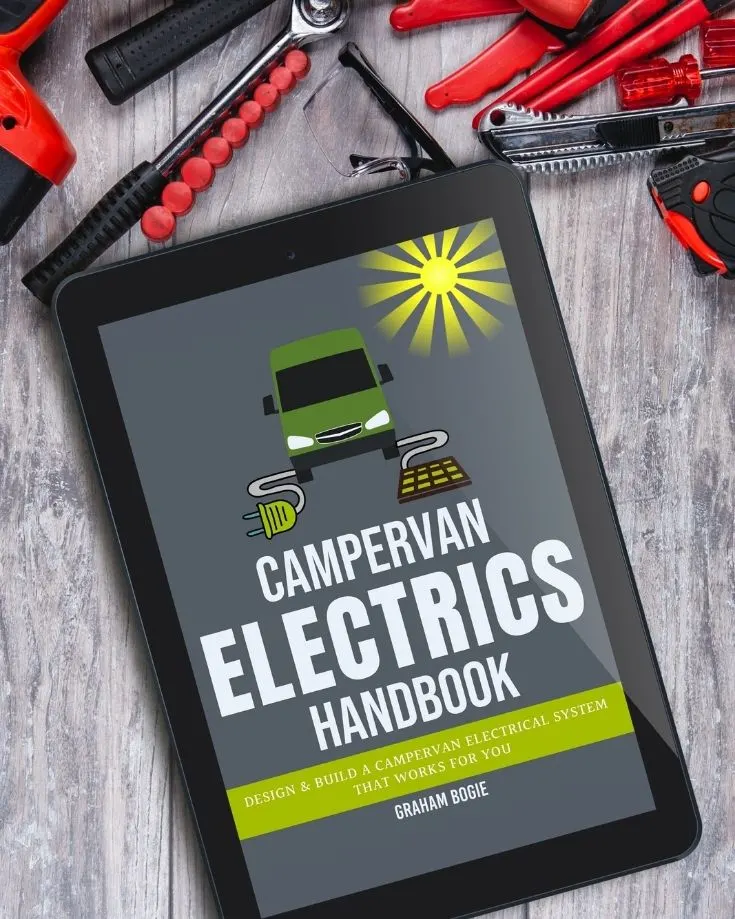 campervan electrics handbook cover on tablet