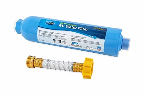 Camco 40043 TastePure RV/Marine Water Filter with Flexible Hose Protector | Protects Against Bacteria | Reduces Bad Taste, Odors, Chlorine and Sediment in Drinking Water