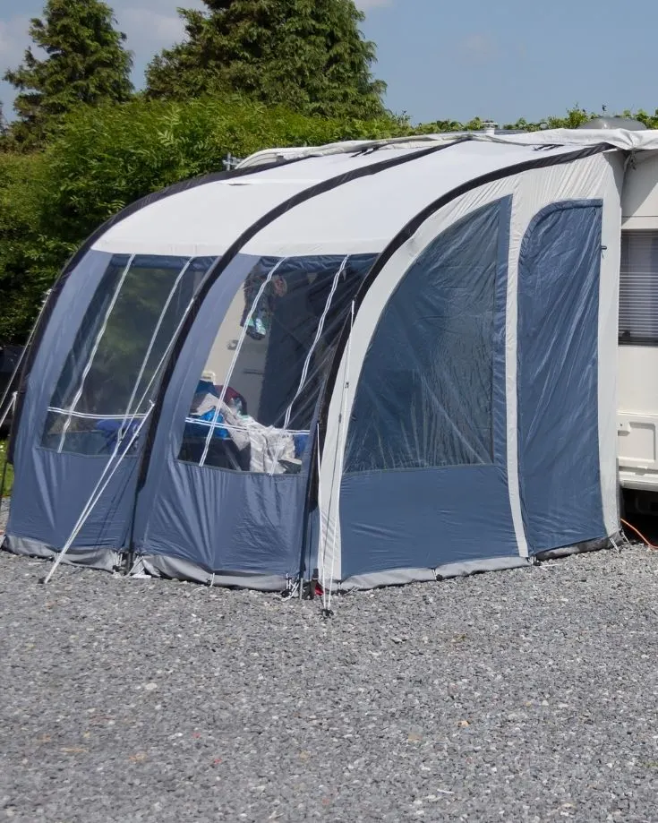 Connecting a freestanding awning to a camper is easy