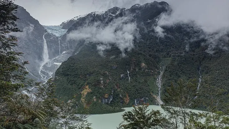 The Hanging Glacier and many waterfalls at Laguna Témpanos