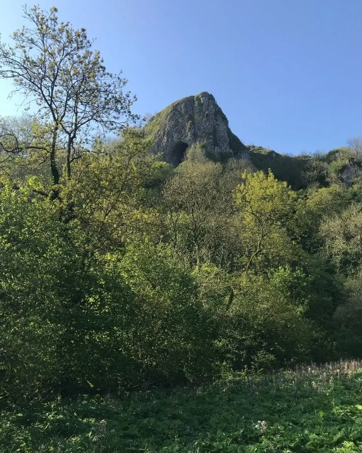 Scenic views of Thor's Cave in The Peak District National Park