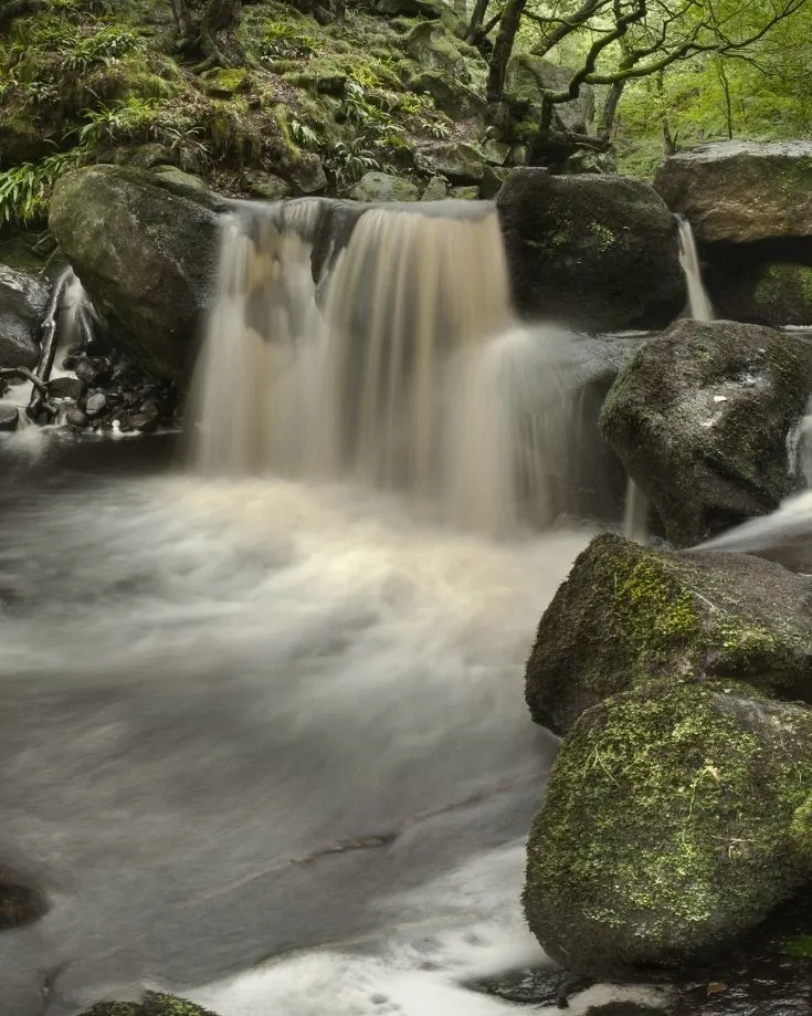 small waterfall in padley gorge