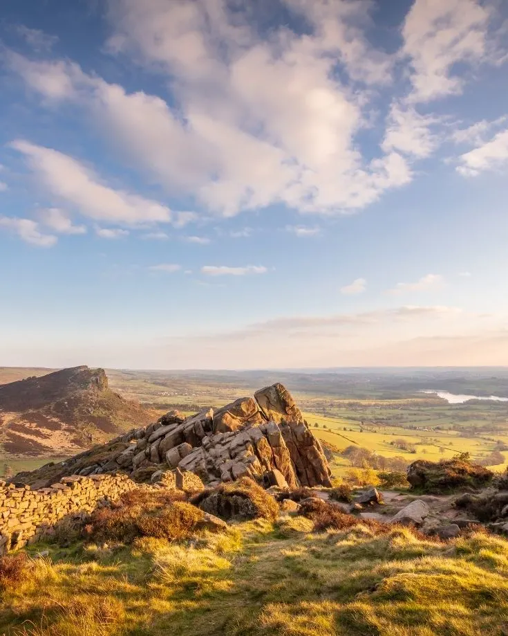 Scenic views over the Peak District's The Roaches