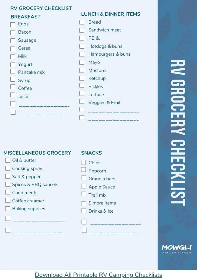 RV Grocery Checklist