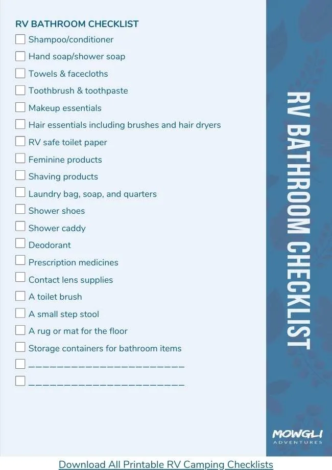 RV bathroom checklist