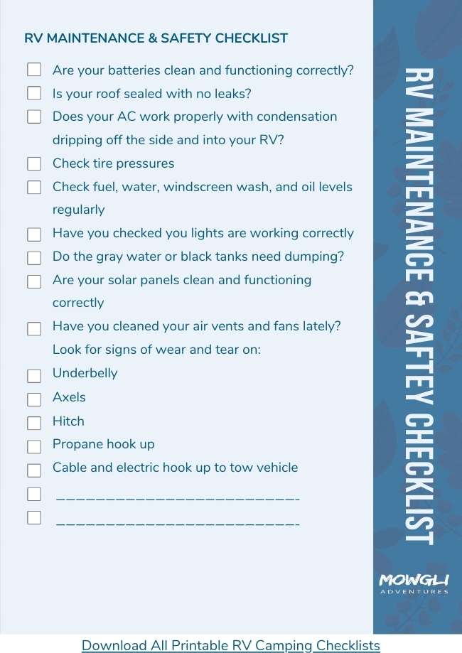 RV maintenance checklist