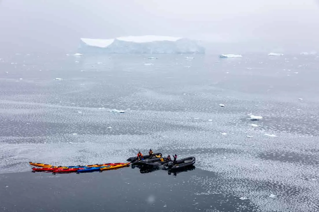 Prepapring to go kayaking in Antarctica