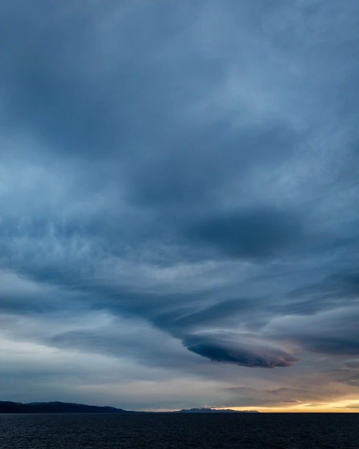 Lenticular clouds over the Beagle Channel on the way to Drake Passage