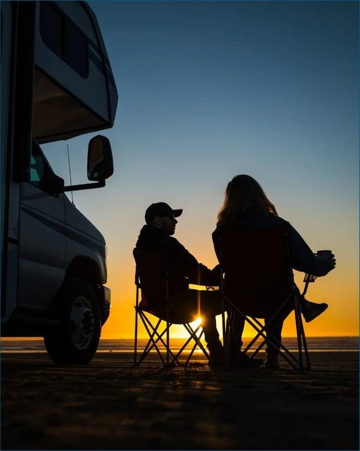 Enjoying a gorgeous sunsets beside our RV