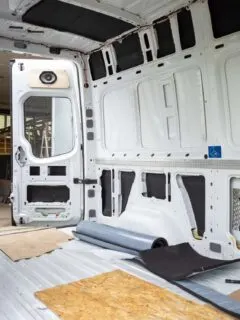 the inside of a van remodel